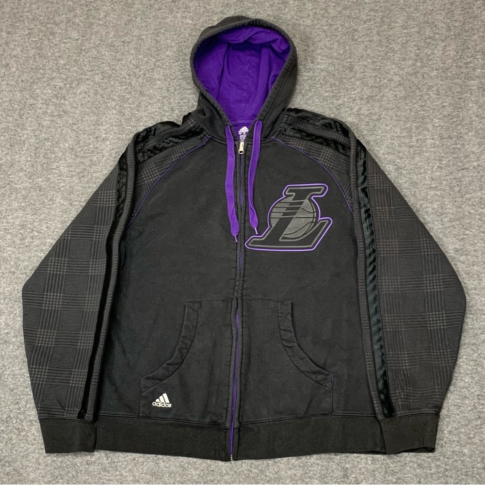 Vintage Los Angeles LA Lakers NBA Adidas Limited Edition Black Zip Hoodie Medium